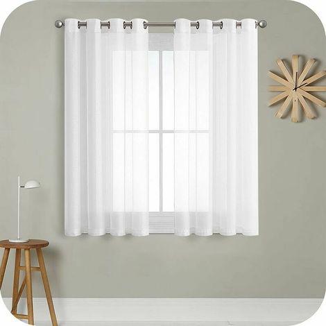 VURAHOME - 2 PCS Rideau Voilage Blanc 140x280cm à Oeillet Semi-Transparent en Effet Lin Décorations d'intérieur de Fenêtre de Salon Moderne Chambre Cuisine Balcon Baie Vitrée Léger Romantique (1/5)