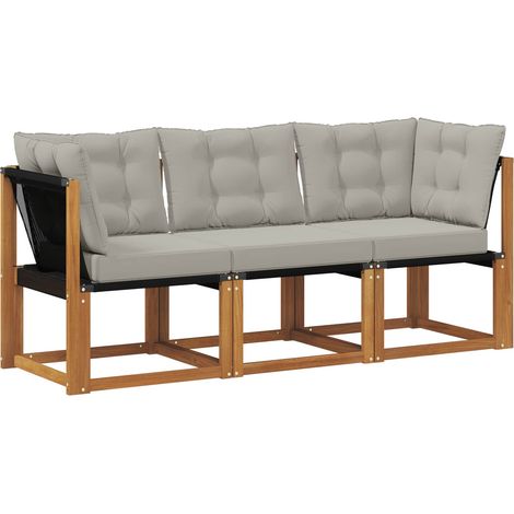 Maison Exclusive - Outdoor Mittel- und Ecksofa mit Kissen 3 Stück