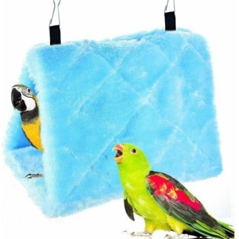 Nid d'oiseau chaud pour l'hiver, abri pour perroquets, perruches, calopsittes, amazones, cacatoès, canaris, inséparables, pinsons, cage à jouets bleue (1/5)
