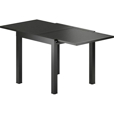 Outsunny Tavolo Estensibile in Alluminio, Piano a Doghe, Nero (1/5)
