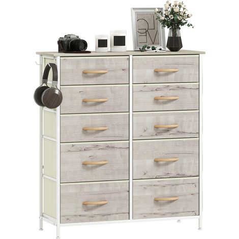Chest of Ten Fabric Drawers - Natural Wood Finish (1/5)