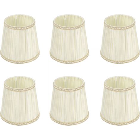Jeffergarden Lot de 6 abat-jour en tissu beige pour lustres et appliques murales E14 (1/5)