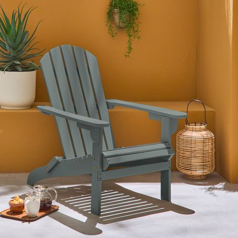 Fauteuil adirondack kaki en bois d'acacia avec accoudoirs KERINA. plusieurs coloris. 90 x 71 x 91.5 cm (1/5)