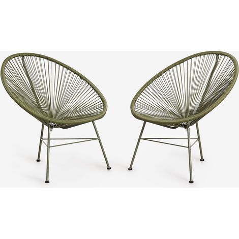 Lot de 2 fauteuils en acier et rotin synthétique New Acapulco SKLUM Vert Olive Intense