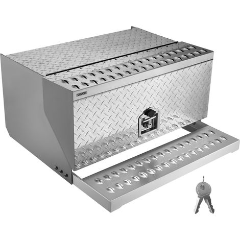 VEVOR Caja de Herramientas para Camiones con Escalón 760 x 750 x 400 mm de Aluminio Resistente, con Placa de Diamante, Pestillo Amortiguador Pasos Estables para Plataforma, Grúa, Semirremolque (1/5)