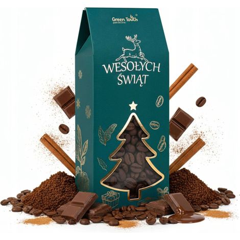 Granos de café con sabor a Navidad, momento junto a la chimenea, 120 g en una caja. (1/5)
