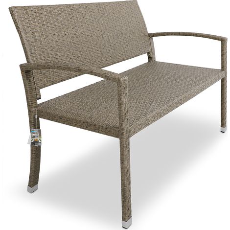 Poly Rattan Garden Bench 2 Seater Cream