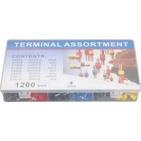 Kit de 1200 cosses à sertir pour fils électriques, connecteurs pressés à froid, pour applications domestiques et automobiles. (1/5)