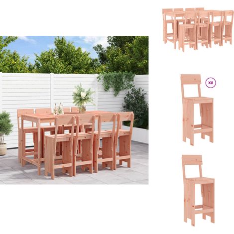 Ensemble de bar de jardin 9 pcs bois massif douglas - Meubles De Jardin - Salon De Jardin - Set De Bar Extérieur - Mobilier De Jardin En Bois - Table De Bar Extérieure (1/5)