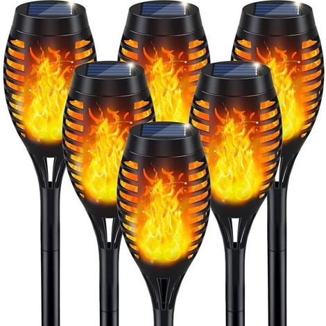 Lampes solaires pour jardin, brûleur extérieur à effet flamme réaliste, éclairage LED pour Noël et décoration extérieure (1/4)