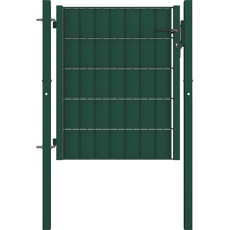 Portail de clôture en PVC et acier, 100 x 81 cm, vert