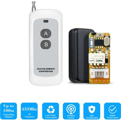 Zoternen Module récepteur universel 433 MHz CC 3,7 V, 4,5 V, 5 V, 6 V, 7,4 V, 9 V, 12 V, télécommande RF, mini relais 1 canal, sans fil, 3,7 V-12 V, large plage de tension de fonctionnement + 1 clé 43 (1/5)