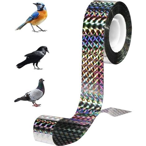 2.4cm x80m Anti Pigeon Effaroucheur d'oiseaux, Ruban Réfléchissant pour Oiseaux, Anti Pigeons pour Balcon, Bande Repulsive Anti Pigeon (1/5)