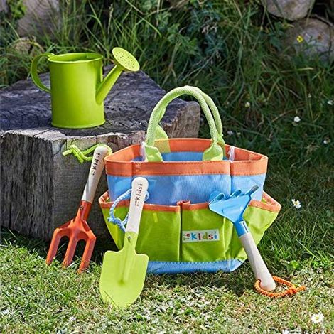 Briers Kids Childrens Gardening Tool Bag Rake Fork Trowel Watering Can Set (1/2)