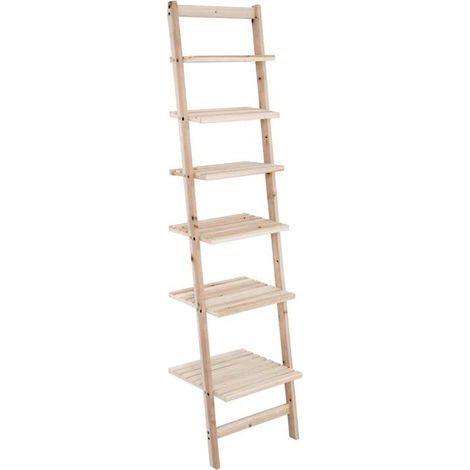 SCAFFALE DA MURO CON SEI MENSOLE IN LEGNO NATURALE 42 X35XH165 CM (1/4)