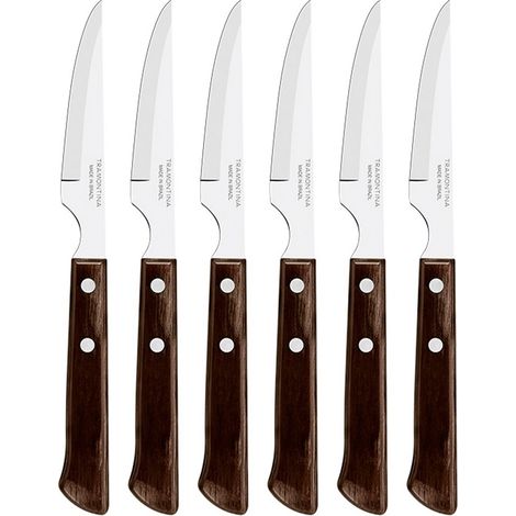 Cuchillos chuleteros polywood castaño, 6 piezas