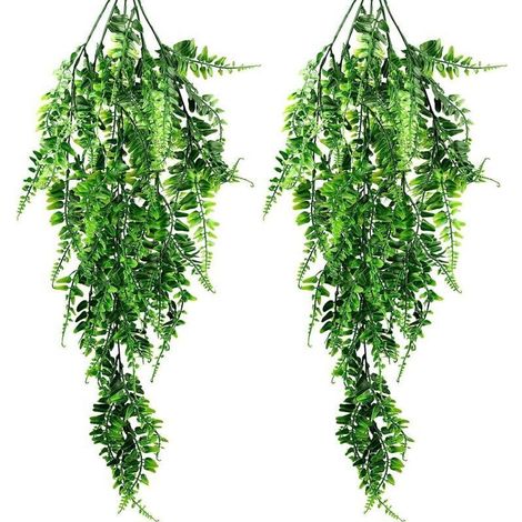 2 Pcs Lierre Artificielle Plantes Plante Tombante Fougère Artificielle Guirlande de Lierre Feuille Artificiel de Lierre pour Décoration Balcon Mur de Mariage Maison Jardin (1/5)