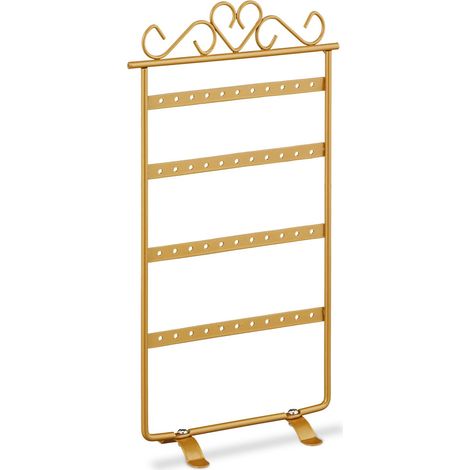 Soportes para pendientes decorativos modernos 30,5 x 16,5 x 6,5 cm almacenamiento óptimo de hierro dorado 130008858 (1/4)
