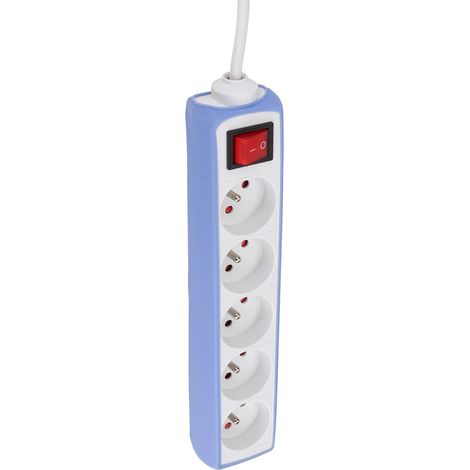 Multiprise 5 prises 16A 2P+T câble 1m + interrupteur - bleu - Zenitech (1/4)