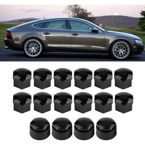 20 Stück 17 mm Schutzkappen für Radmuttern, passend für Audi, Schwarz - ABI (1/4)