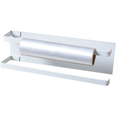 Porte-serviettes mural avec étagère blanc pour salle de bain (1/5)
