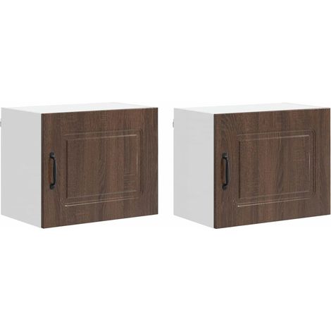 Set di 2 armadietti pensili da cucina moderni con ampio spazio di archiviazione 50 x 31 x 40 cm in legno ingegnerizzato rovere marrone 020053588