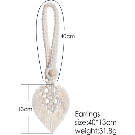Attache de rideau bohème faite à la main 2 pièces avec feuilles de dentelle pour garniture de rideau (beige) (1/2)