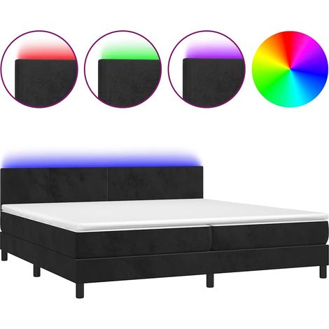 Maison Exclusive - Letto a Molle con Materasso e LED Nero 200x200 cm in Velluto (1/5)