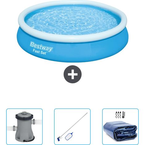 Piscine Gonflable Ronde Fast Set Bestway - 366 x 76 cm - Bleue - Incluse Accessoire CB45 (1/4)