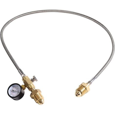 Tuyau de Raccordement Tressé en Acier Inoxydable 36 Pouces pour Azote et Hélium, Raccord CGA540 avec Manomètre (1/5)
