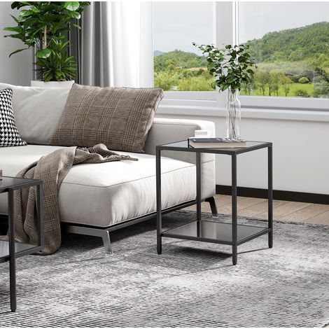 Couchtisch Beistelltisch 40cm Glas schwarz OKMYHOME (1/3)