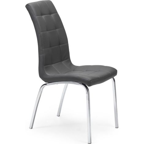 Home Heavenly® - Pack 4 sillas comedor ALEPO, diseño en cuarterones, tapizado tela o polipiel. Silla con patas cromadas. Color: Gris Polipiel (1/5)
