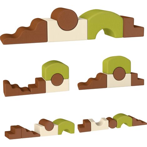 Parcours motricité bébé - AIYAPLAY - 5 pièces - module en mousse souple avec housse en velours côtelé - 177x35x36cm - multicolore