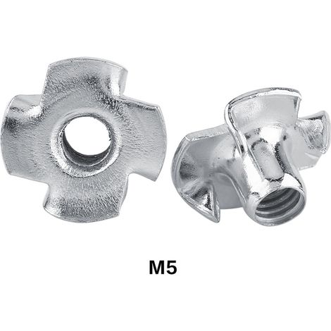 Écrous en T en acier au carbone à quatre branches, fixations pour meubles (M5 x 50 pièces) (1/2)