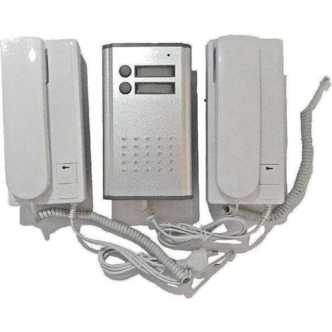 TrAdE Shop Traesio - Kit Citofono Bifamiliare Apriporta Cancello 4 Fili Due Cornette - (1/2)