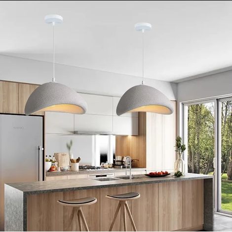 Lot de 2 Modern Lampe Suspension Luminaire Industriel 20cm Lustre Ciment Vintage E27 Plafonnier Réglable pour Salon Chambre (1/5)