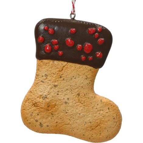Kaemingk – Suspension de Noël biscuit botte de Saint-Nicolas chocolat et vermicelles rouges – Polyrésine, L 7 x H 8,5 cm