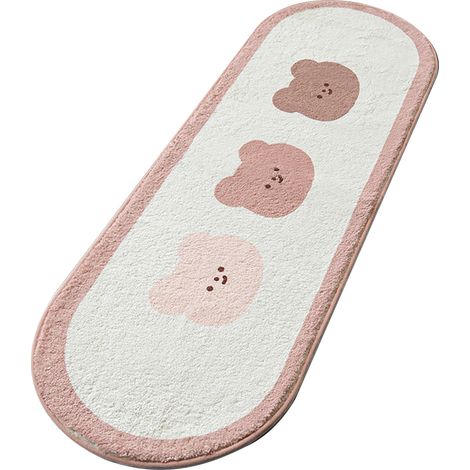 Tapis de Porte Mignon Ours Brun Motif Animaux Cartoon pour Chambre Tapis Ovale Doux Déco Maison (1/5)
