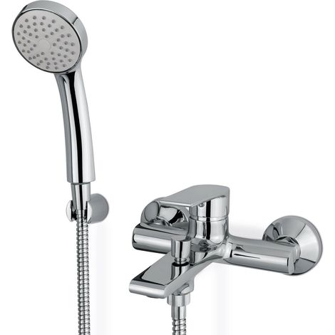 Vema Timea 2-Hole Bath Shower Mixer Tap with Shower Kit and Bracket Wall Mounted - Chrome (1/2)
