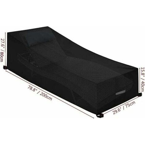 Housse de chaise longue de jardin imperméable et coupe-vent en tissu Oxford épais 210D noir