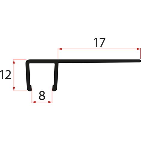 Jeu de joints verticaux pour verre 8/8 mm, 2000 mm, noir (1/2)