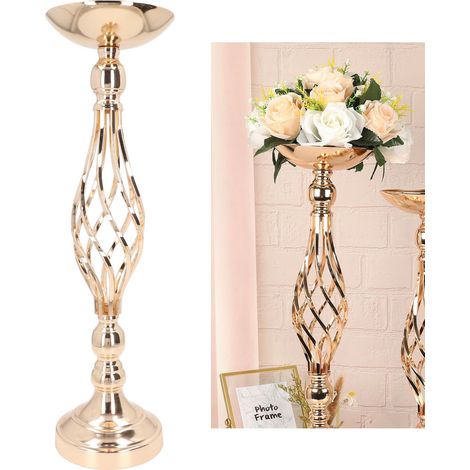 Chandelier de table, vase en fer forgé, chandelier d'allée en corde torsadée, vase à fleurs de mariage, accessoire de mariage, doré, taille moyenne (1/5)