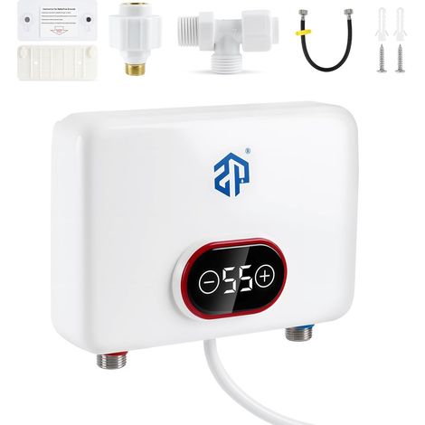 Calentador de agua electrónico instantáneo, 220V 5500W, calentador de agua eléctrico para cocina, calentador de agua sin tanque con pantalla LED de temperatura.
