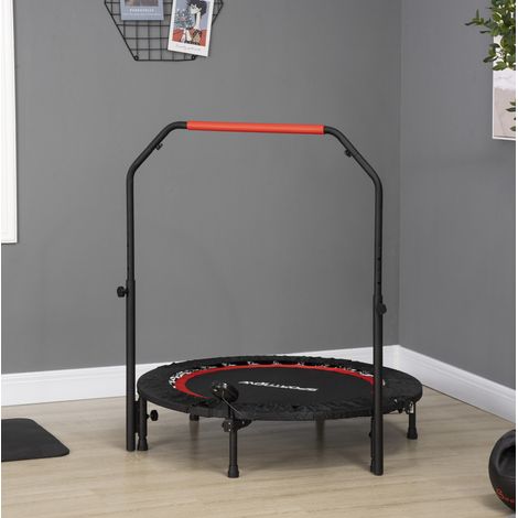 Fitness-Minitrampolin mit LCD-Monitor, 4-fach verstellbarem Griff, Ø 102 cm, Schwarz, OKWISH (1/5)