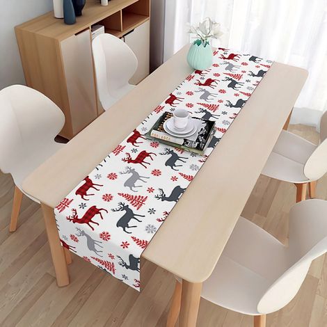 Drape De Table De Noël - Tissu Décoratif Pour Table À Manger Et Café - Nappe Festive Avec Motifs De Noël - 150 X 33 Cm