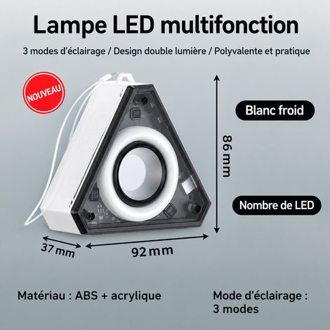 Veilleuse LED double lampe avec fixation magnétique sans horloge blanc 8,6 × 9,2 × 3,7 cm 200 g – Livraison gratuite