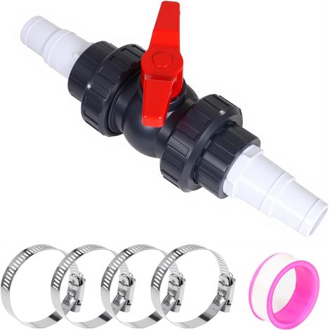 Vanne Piscine 50mm – Robinet à Bille avec 2 Raccord Tuyau 32-38mm Étanchéité Fiable et Durable,Anti-Corrosion Eau Piscine/Jardin, Manœuvre Rapide par Rotation,Montage Aisé sur Canalisations (1/5)