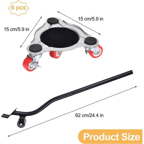 Kit de roulettes pour Meubles Charge Lourde, Charge de 400 kg, Kit Demenagement, Souleve Meuble, roulettes Pivotantes avec Frein, Planche Roulette Demenagement pour Canapé, Commodes