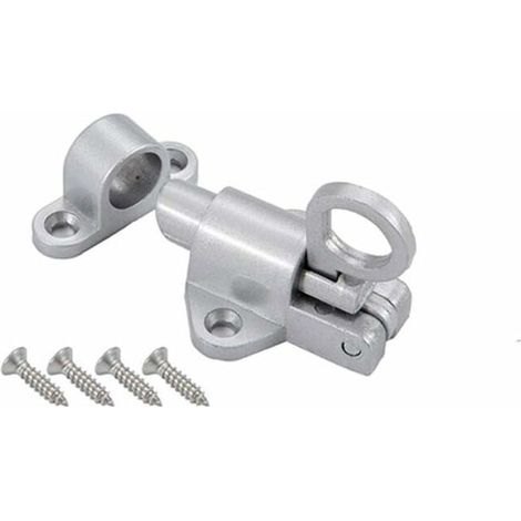Verrou de porte coulissant, 1 loquet de verrouillage gris argent en alliage d'aluminium, petit loquet à ressort épais pour porte de salle de bain
