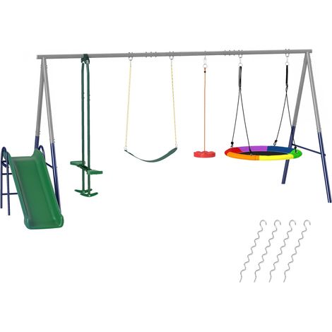 5-in-1 Outdoor-Spielset mit Rutsche und Schaukeln für Kinder